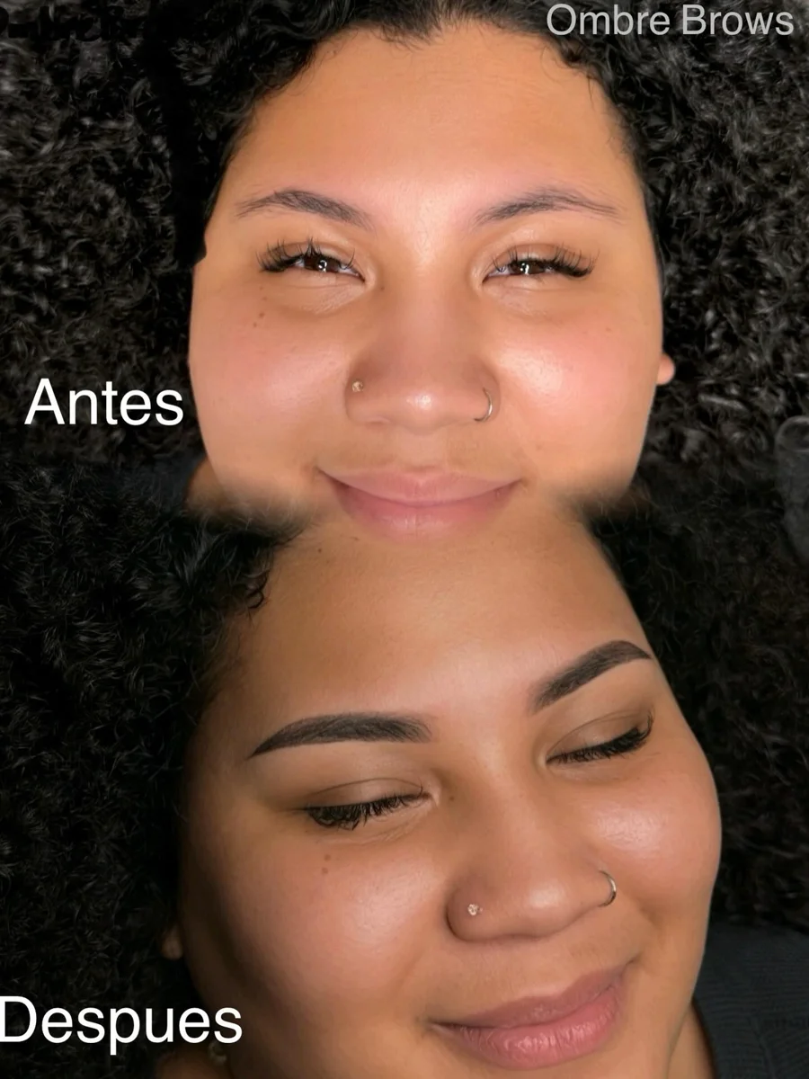 Corrección de cejas antes y después